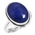 thumbnail image 1 of 925 Silver Ring For Women - Girls Blue Real Lapis Lazuli Stone Silver Ring Size 6 September Birthstone Elegant Silver Ring Size 6 Gift For Mother On Friendship Day 925 Gemstone Silver Jewelry, 1 of 6