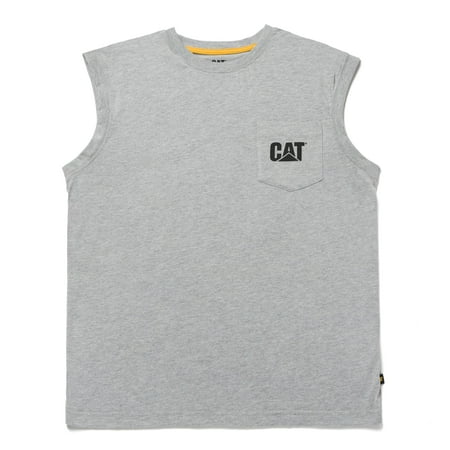 Caterpillar Men's Trademark Sleeveless T-Shirt, Heather Grey, 2X Large