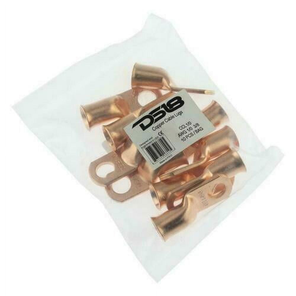 DS18 1/0 Gauge Copper Ring Terminals Lug Wire Connector Pack of 10 CCL1/0 10X