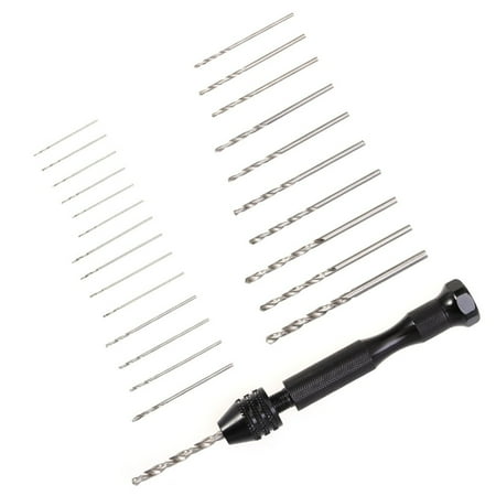 

0.3-3.4mm Precision Pin Vise Hand Drill with Drill Bits Set of 25 Pieces Rotary Tools for Models and Hobby