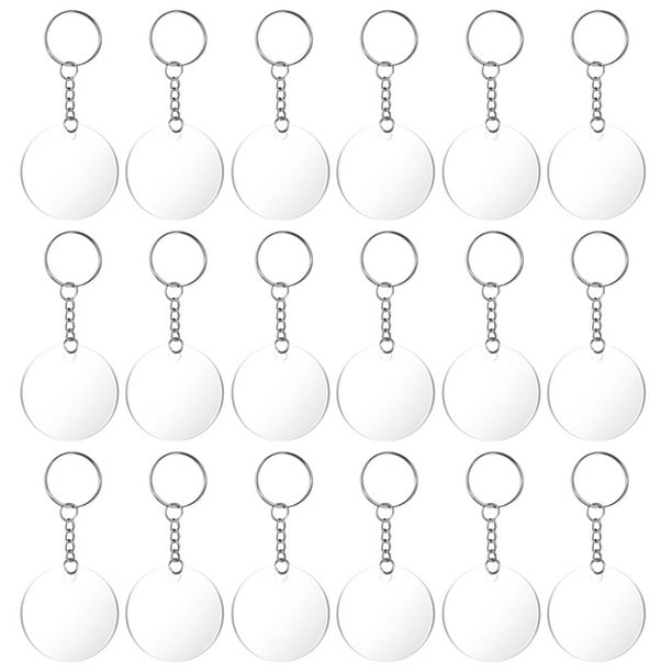 Juego de 60 llaveros redondos de acrílico para hacer tú mismo (llavero acrílico en blanco, llavero)