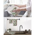 thumbnail image 5 of Green Boho Kitchen Dish Towels for Drying Dishes Set of 2, Ethnic Geometric Middle Century Art Waffle Weave Microfiber Hand Tea Bathroom Towels Quick Dry & Absorbent Towel 15.7x23.6, 5 of 7