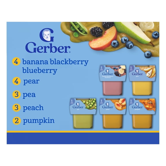 Gerber 2nd Foods Baby Food, Farmers' Favorites Variety Pack, 2 oz Tubs (32 Pack)