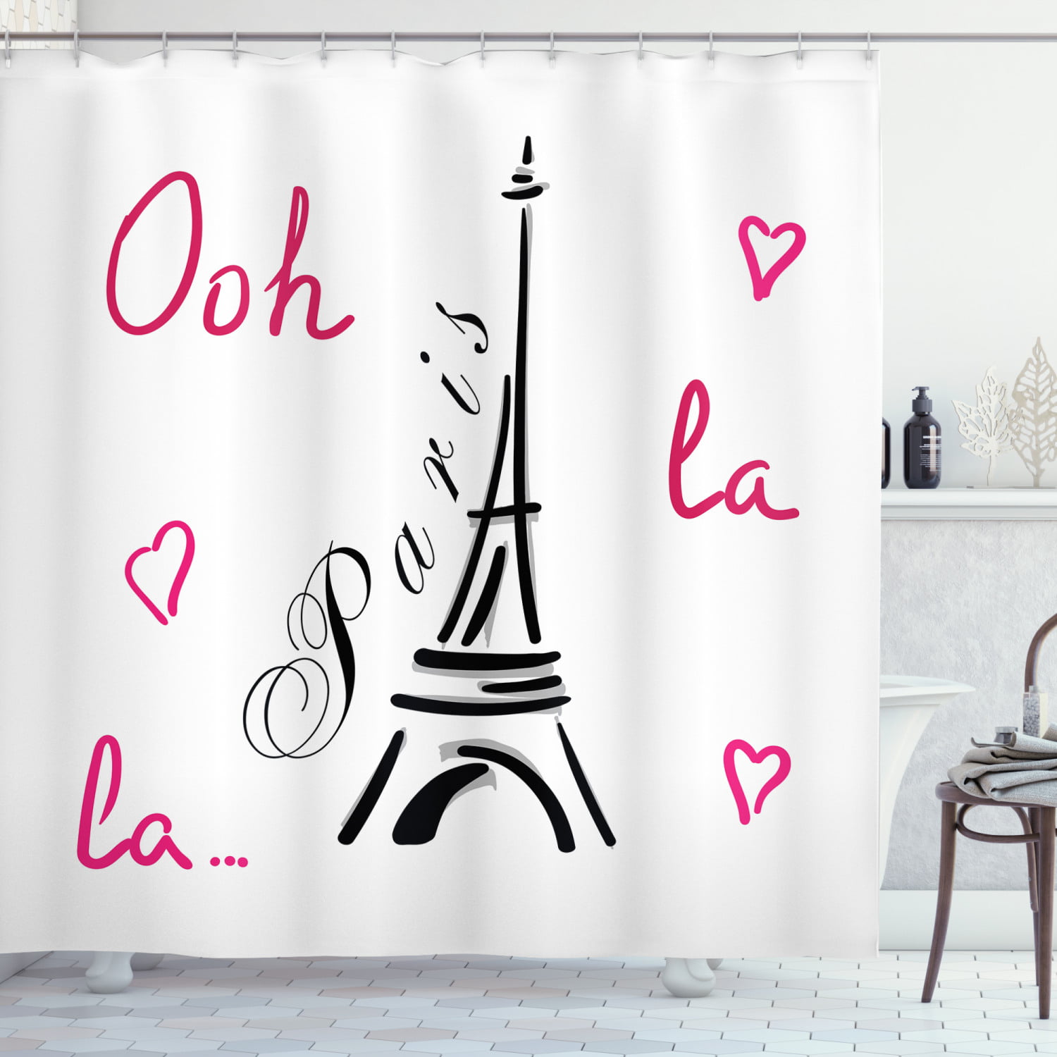 Details about   Eiffel Tower Shower Curtain Waterproof Bath Curtains with 12 Hooks Bathroom 