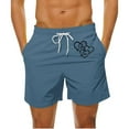 thumbnail image 1 of Aqestyerly Men Heart‑Print Drawstring Pocket Beach Shorts,Trendy Casual Swim Trunks with Quick Dry Comfort, 1 of 4