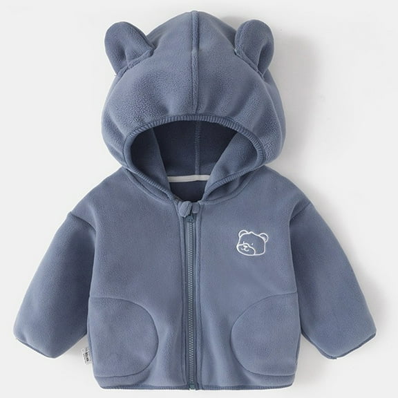 TMOYZQ Baby Girls Boys Fleece Hooded Jacket Zip Up Teddy Coat Winter Warm Bear Ear Cute Jackets Casual Fall Soft Thin Outerwear, 6M-5Y on Clearance