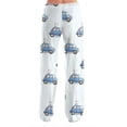 thumbnail image 3 of Easter Pajamas Women Stretch Waist Drawstring Lounge Pjs Funny Bunny Print Soft Wide Leg Pants (Cyan,M), 3 of 6