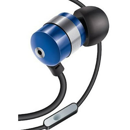 GOgroove audiOHM HF Earbud Stereo Headphones with Hands-Free Microphone, Noise Isolation and Included Velvet Carrying Bag, Blue