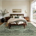 thumbnail image 2 of KoshiMe Washable Area Rug 6'x9', Non-Slip Soft Vintage Distress Floral Rugs for Living Room, Stain Resistant Low Pile Medallion Carpet for Dining Room Office, Dark Green Gray, 2 of 9