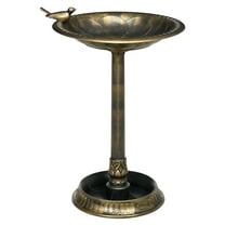 Antique Bath 28", Decorative Bronze Garden Feeder with Planter Pedestal & Statues