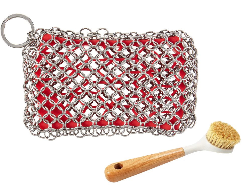 Clearance！Cast Iron Scrubber Set Cast Iron Cleaner Chainmail Scrubber