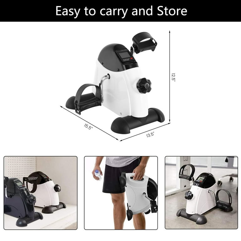 Free Shipping Under Desk Exercise Bike Foot Pedal Exerciser Mini Exercise Bike Equipment with LCD Screen Displays for Leg Arm Exerciser While Sitting for Seniors Health White Walmart