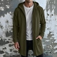 thumbnail image 2 of Xaqiouau Men's Hooded Full Zip Longline Sweatshirt Jacket Solid Color Casual Coat with Pockets Drawstring Winter Everyday Outerwear Army Green XXL, 2 of 7