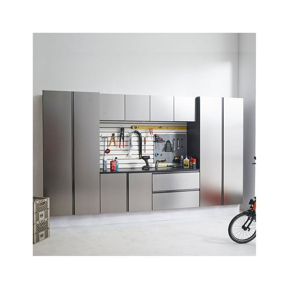 Maykoosh Artistic Accomplishment Series 128 In. W X 72 In. H X 20 In. D Metallic Grey Cabinet Set A (7-Piece)