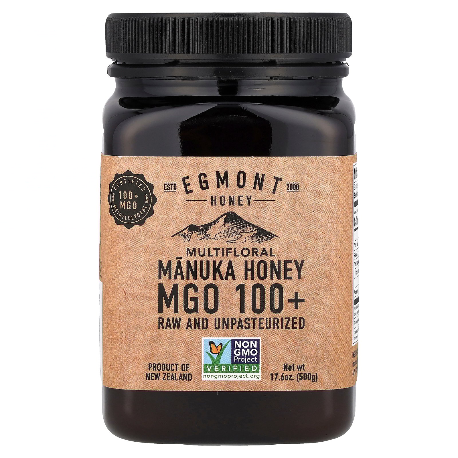 Egmont Honey Multifloral Manuka Honey, Raw And Unpasteurized, MGO 100 , 17.6 oz (500 g)