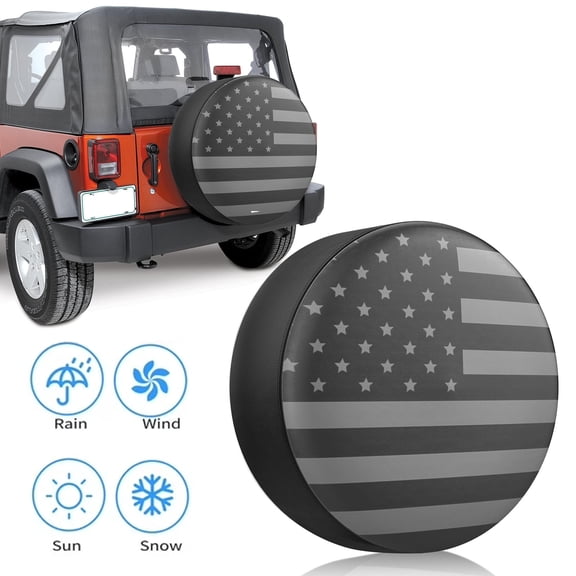 Emlimny Spare Tire Cover for RV Trailer, Waterproof Leather Wheel Cover  for Wheel Diameter 15 inch with American USA Flag ,Camper Spare Tire Cover Fit for Jeep Wrangler Rv SUV Truck Travel Trailer