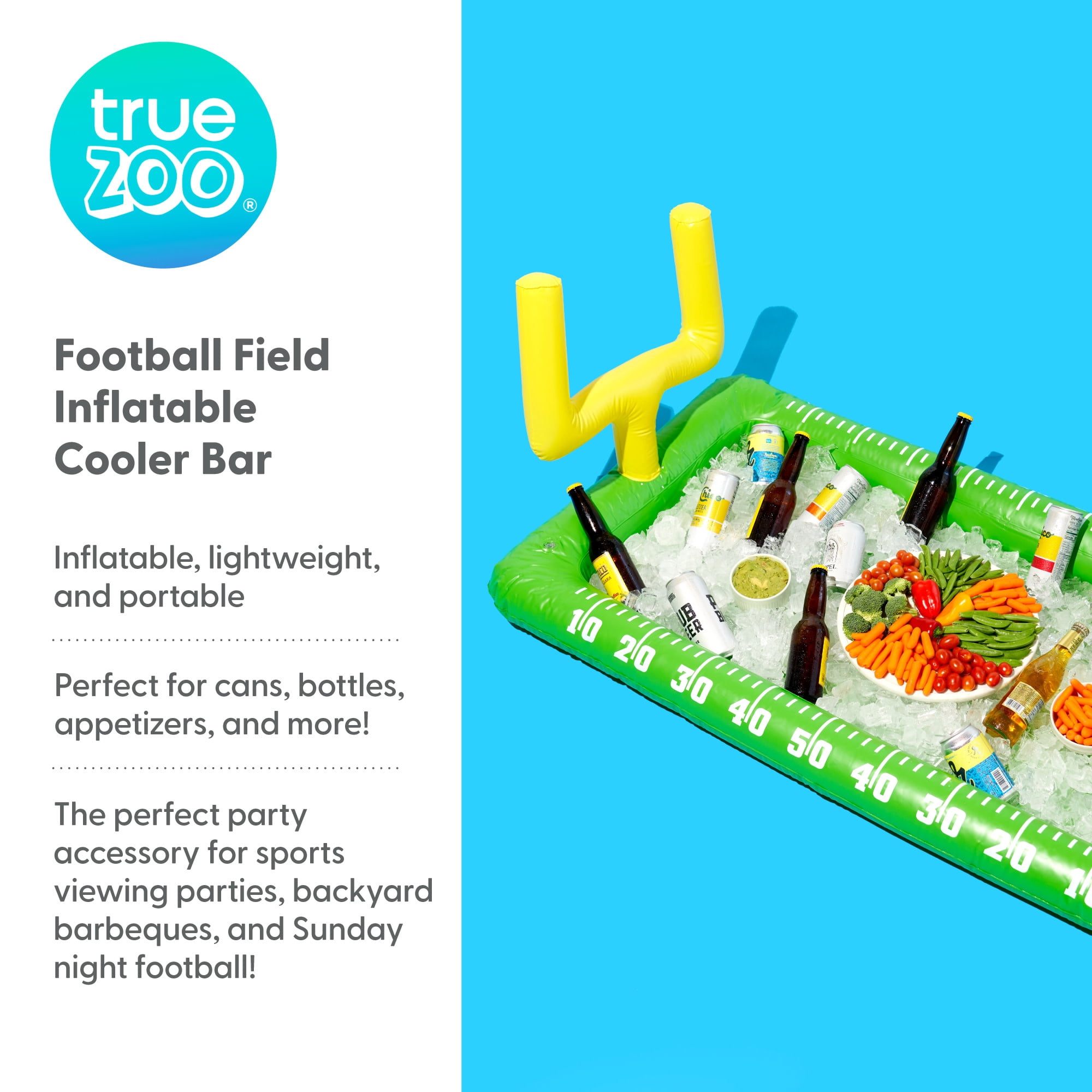 TrueZoo Football Inflatable Cooler Bar, Floating Drink Holder, Pool Party