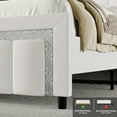 thumbnail image 3 of 4 EVER WINNER King Bed Frame, Velvet Upholstered Bed Frame with Diamond Headboard, White King Size Bed Frame, White, 3 of 8