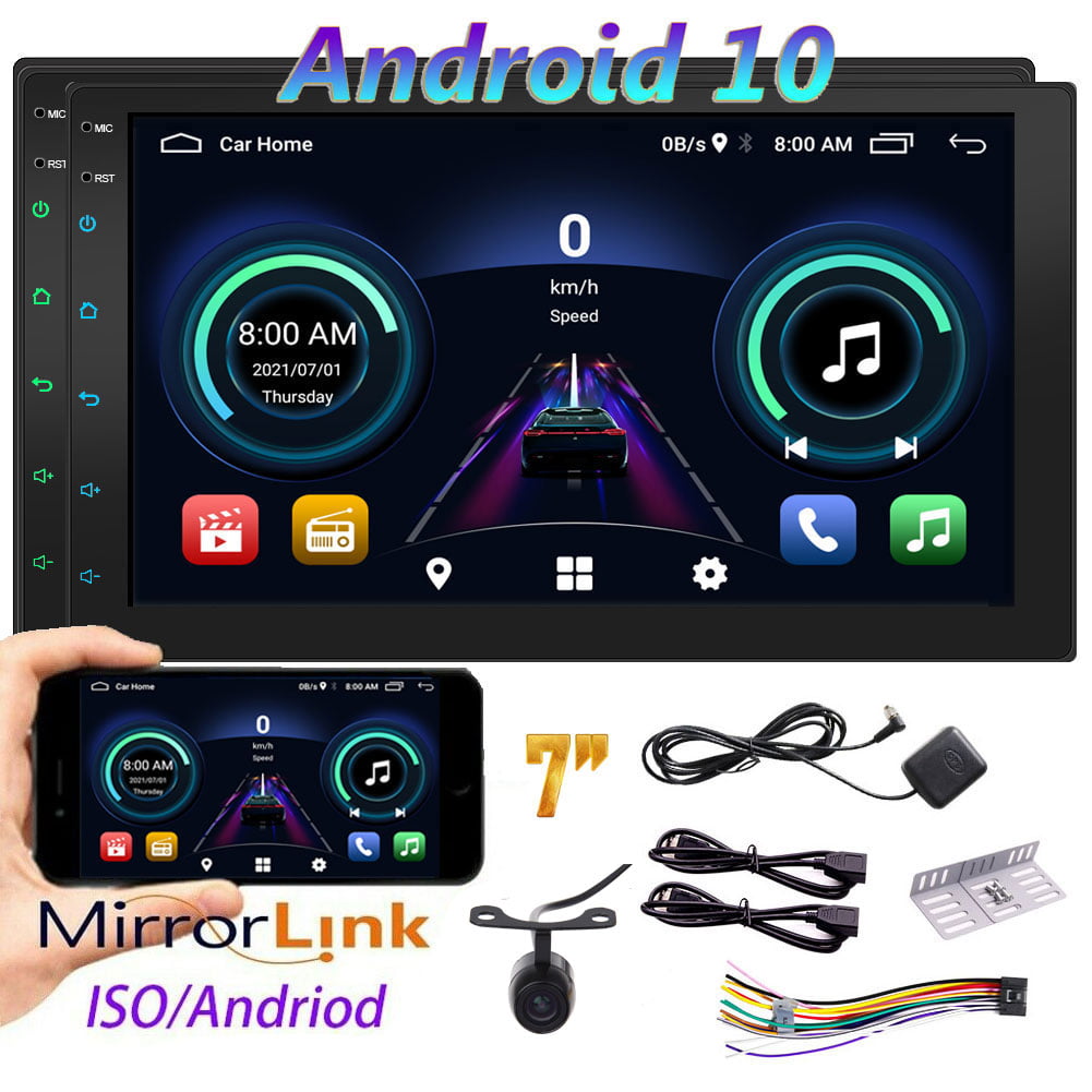 EinCar Double Din Android 10.0 System Bluetooth Car Stereo GPS Head Unit with 7 HD Touch Screen in Dash Car Radio Multimedia Player Mirror Link Support Backup Camera Input,AM FM Radio 