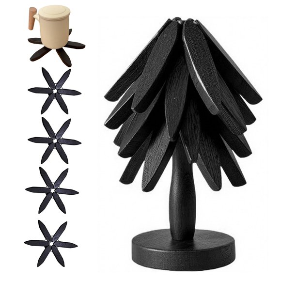 Set Trivets OFCTE plegable con forma de árbol de nogal