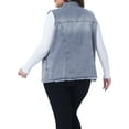 thumbnail image 4 of DARING DIVA Women's Plus Size Denim Button Chest Flap Pocket Vest 2X Gray Blue, 4 of 6