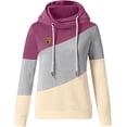thumbnail image 3 of Sudadera con capucha para mujer, estilo informal, con cuello vuelto, manga larga, con bloques de color, suéteres, tops de otoño, 3 of 5