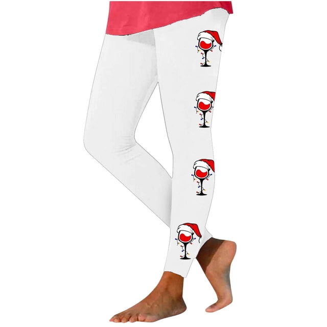 COM1950s Pantalons de Yoga pour Femmes, Pantalons pour Femmes, Imprimé Verre de Vin Rouge de Noël Décontracté Rehausseur de Hanches Pantalons de Yoga Extensibles Leggings, Pantalons de Yoga Femmes, Pantalons de Yoga Femmes, Pantalons Rouges Femmes