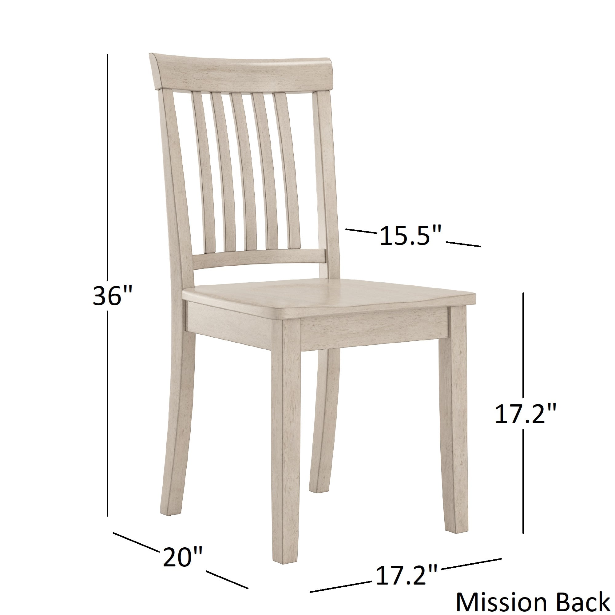Lexington 5-Piece Wood Dining Set with 4 Mission Back Chairs, White