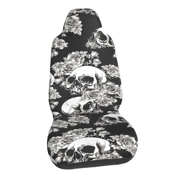 Gothic Skull Rose Car Seat Covers Stretch Car Seat Protectors Universal Fit