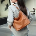 thumbnail image 2 of Bolso de mano de piel con doble cremallera y diseño de bolsillo, de nueva moda, de gran capacidad, sencillo, para todo, bolso cruzado de un solo hombro para mujer, 2 of 5