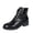 Black, variant on Willtoo Women Vintage Faux Leather Lace Up Combat Ankle Boots, Round Toe Low Block Heel Lug Sole Short Booties, Non Slip Casual Outdoor Walking Motorcycle Boots