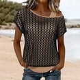thumbnail image 2 of Fishnet Shirt Women Mesh Crop Top Peasant Tops For Women 80s Costumes For Women Short Sleeve Shirt Women Solid Color Work Blouses Sheer Tops For Women Tops For Women Trendy Summer, 2 of 6