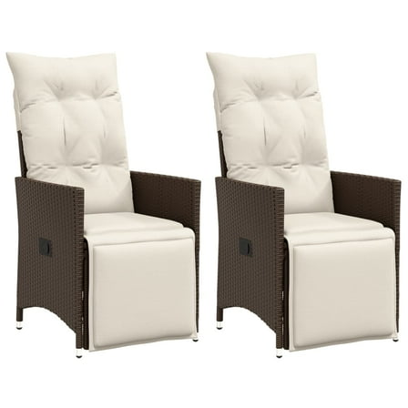 vidaXL Reclining Garden Chair Set of 2 Brown, Cream White