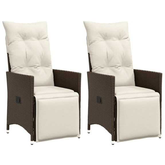 vidaXL Reclining Garden Chair Set of 2 Brown, Cream White