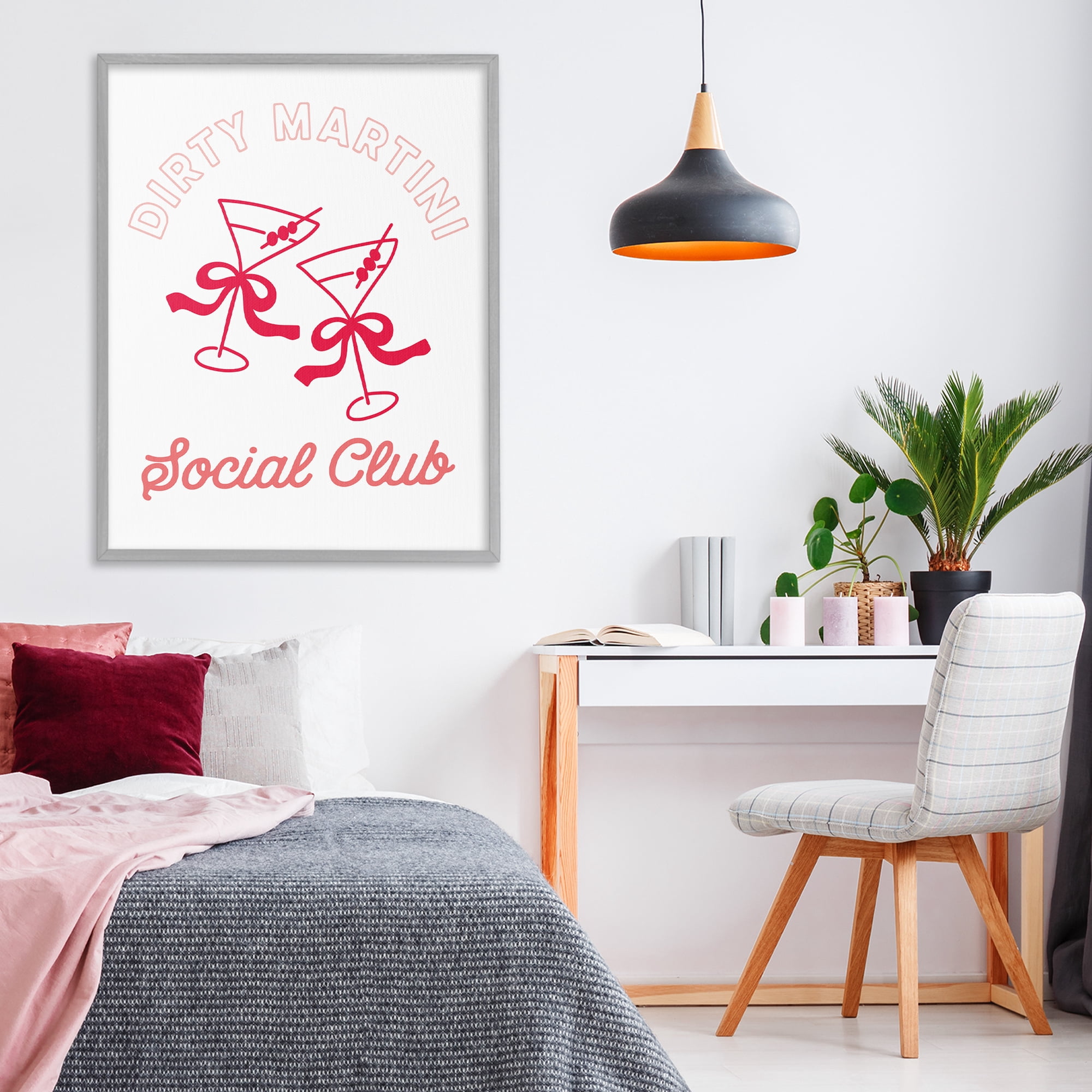 Stupell Industries Pink Martini Social Club Gray Framed Giclee Art, design by Lettered and Lined
