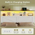 thumbnail image 4 of Farmhouse Bed Frame Full Size with 4 Storage Drawers and Bookcase Headboard, LED Wooden Bed with Hidden Space, No Box Spring Needed, White, 4 of 8