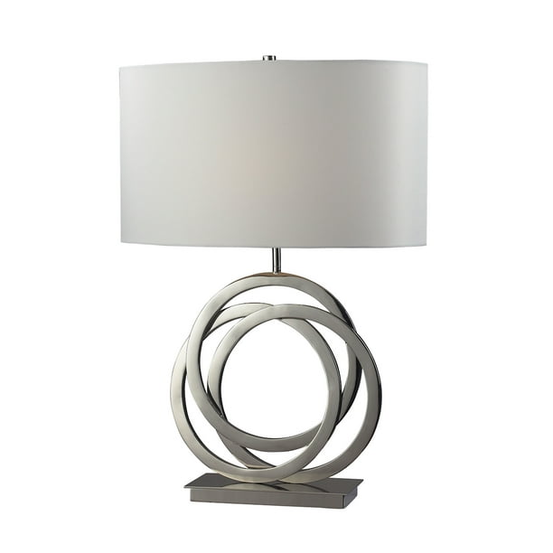 Dimond Lighting Lampe de Table Trinité en Nickel Poli avec Abat-Jour Blanc Pur