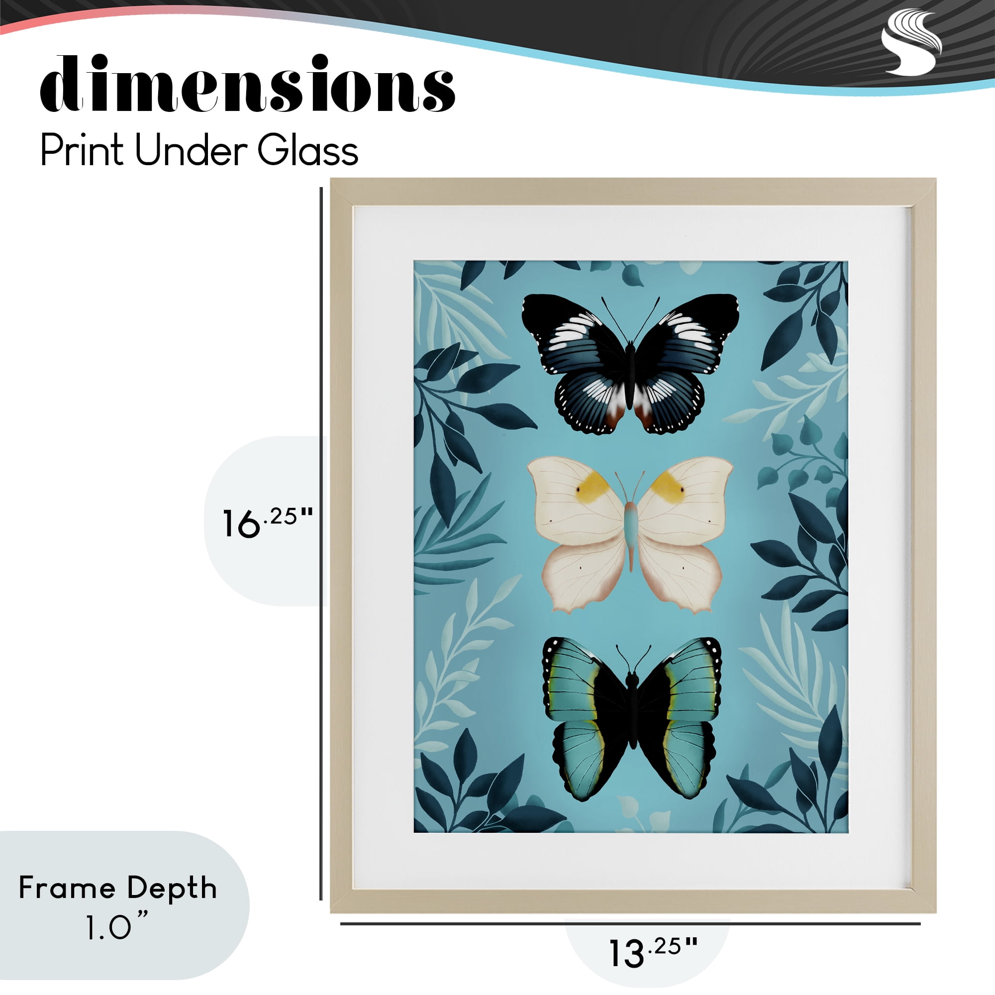 Stupell Industries Three Exotic Blue Butterflies Birch Framed Print Under Glass, design by Metka Hiti