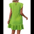 thumbnail image 3 of Vestidos de Verano para Mujer, Cuello Redondo, Corta, Dobladillo con Volantes, Vestido Informal Tipo Blusón, Color Matcha, Talla M, 3 of 7