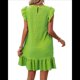 thumbnail image 3 of Vestidos de Verano para Mujer, Cuello Redondo, Corta, Dobladillo con Volantes, Informal, Minivestido, Color Matcha, XL, 3 of 7