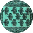 thumbnail image 1 of Ahgly Company Indoor Round Oriental Turquoise Blue Industrial Area Rugs, 4' Round, 1 of 4