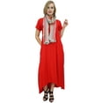 thumbnail image 6 of Bimba Women's Red Asymmetrical Hem Summer Maxi Pockets Boho Dress With Scarf-6, 6 of 9