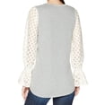 thumbnail image 2 of Kensie Womens Lace-Contrast Fleece Sweater (Heather Grey, X-Large), 2 of 3