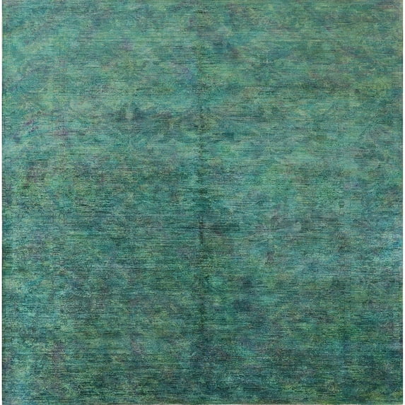 Ahgly Company Indoor Square Mid-Century Modern SeaGreen Oriental Area Rugs, 5' Square