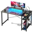 thumbnail image 1 of Computer Desk, 40" inch Reversible Gaming Desk with LED Lights, Monitor Stand, Shelves, Charging Outlets, USB Ports for Home, Office, Bedroom, 1 of 5