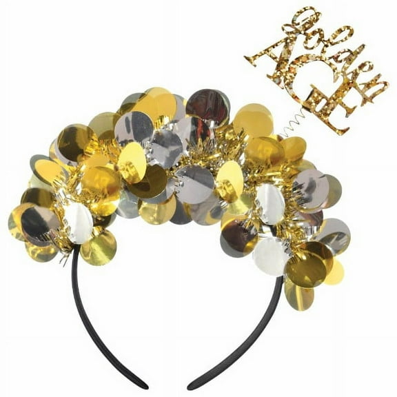 Various Golden Age Tinsel and Glitter Headband, Golden, 1ct