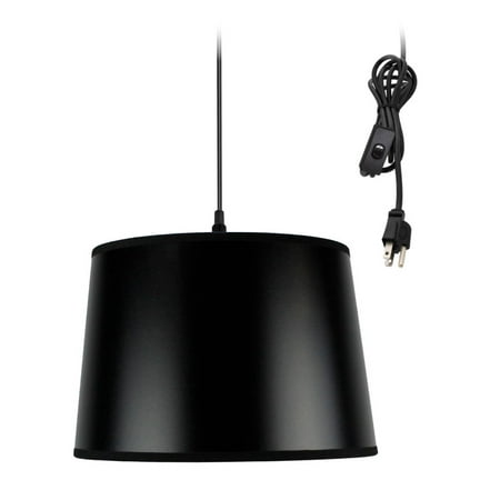 

Shallow Drum 1 Light Swag Plug-In Pendant Hanging Lamp 10x12x8 Black
