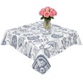 thumbnail image 2 of Pastoral Flowers Table Cloth Waterproof Tablecloths, Vintage Haze Blue Farmhouse Plant Tablecloth Dining Table Cover for Kitchen Party Tabletop Outdoor, Square Tablecloth 60x60 Inch, 2 of 9