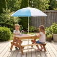 thumbnail image 3 of Wooden Kids Picnic Table, Sand and Water Table with Umbrella, Activity Table for Outdoor Backyard Patio Play, 3 of 10