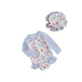 thumbnail image 2 of Musuos Toddler Girls Rash Guard Swimsuit Rompers 6M 9M 12M 18M 24M 3Y Long Sleeve Patchwork Floral Print Swimwear with Swim Cap, 2 of 10